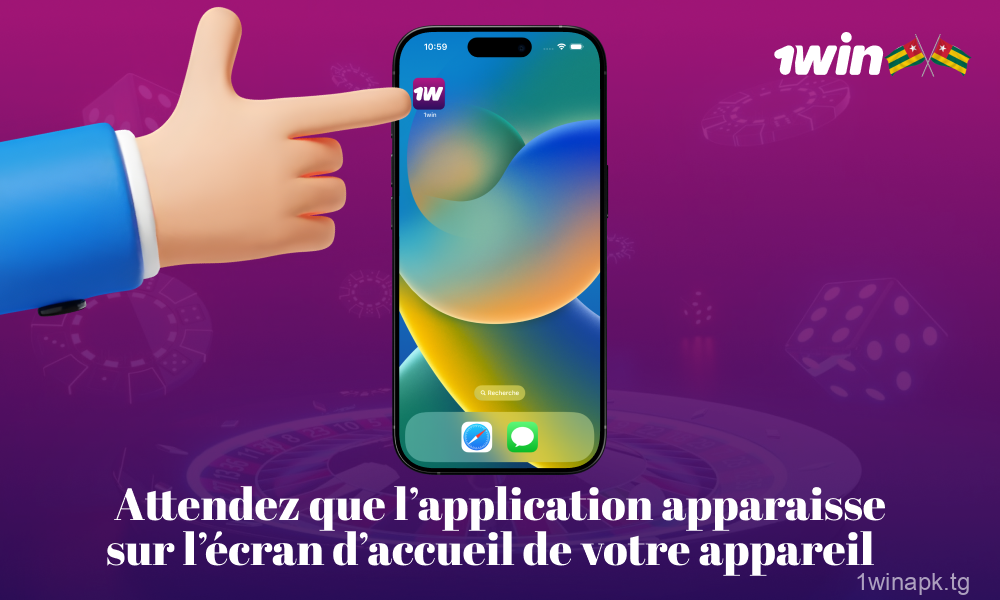 Attendez que l'application 1win apparaisse sur votre écran d'accueil et commencez à l'utiliser