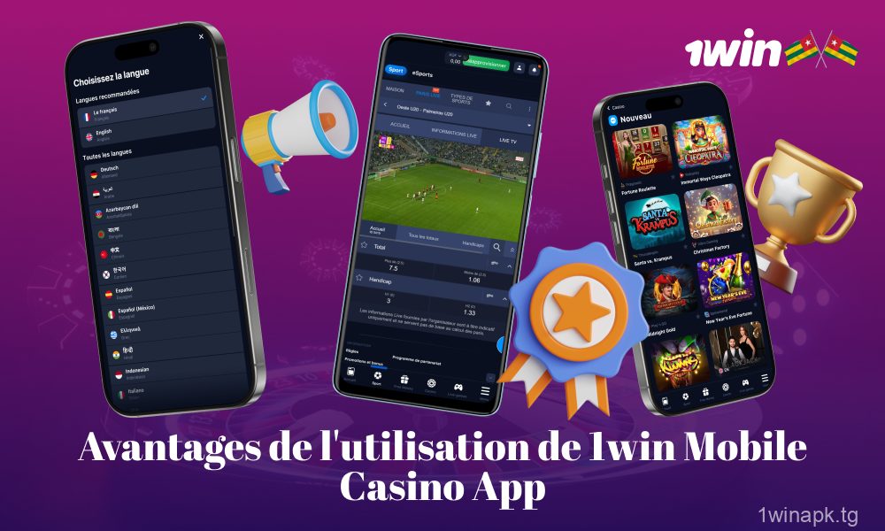 L'application mobile 1win offre aux joueurs togolais plus de 13 000 jeux, des performances élevées, la sécurité, le streaming en direct et une assistance 24 heures sur 24, 7 jours sur 7, pour une expérience de jeu confortable